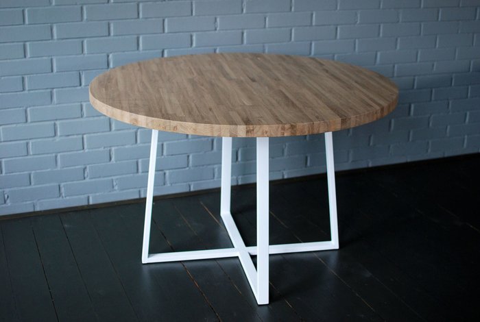 Обеденный стол Oak Round Plus бело-коричневого цвета - лучшие Обеденные столы в INMYROOM