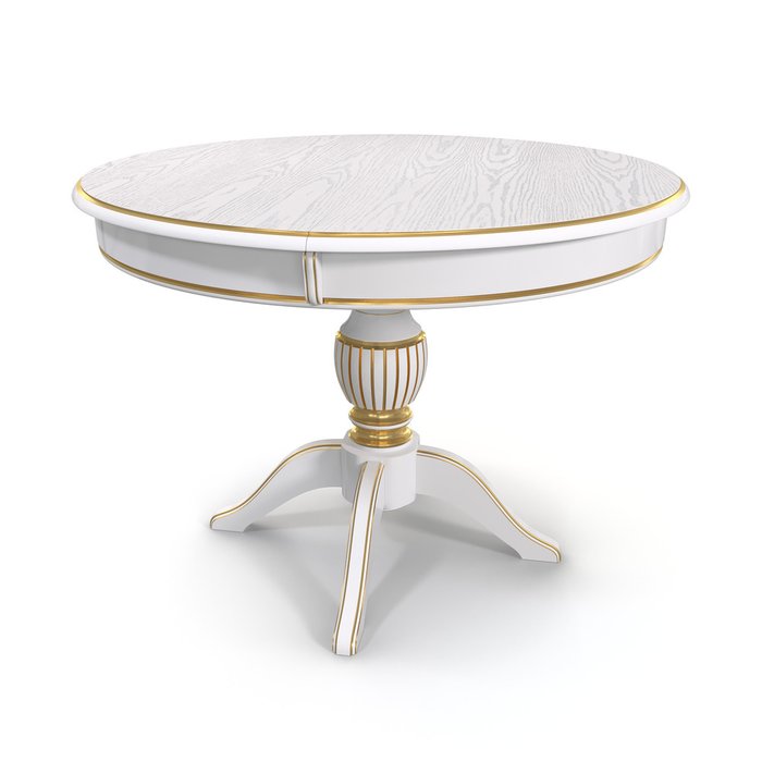 Раздвижной обеденный стол Йорк белого цвета с золотой патиной - купить Обеденные столы по цене 38709.0
