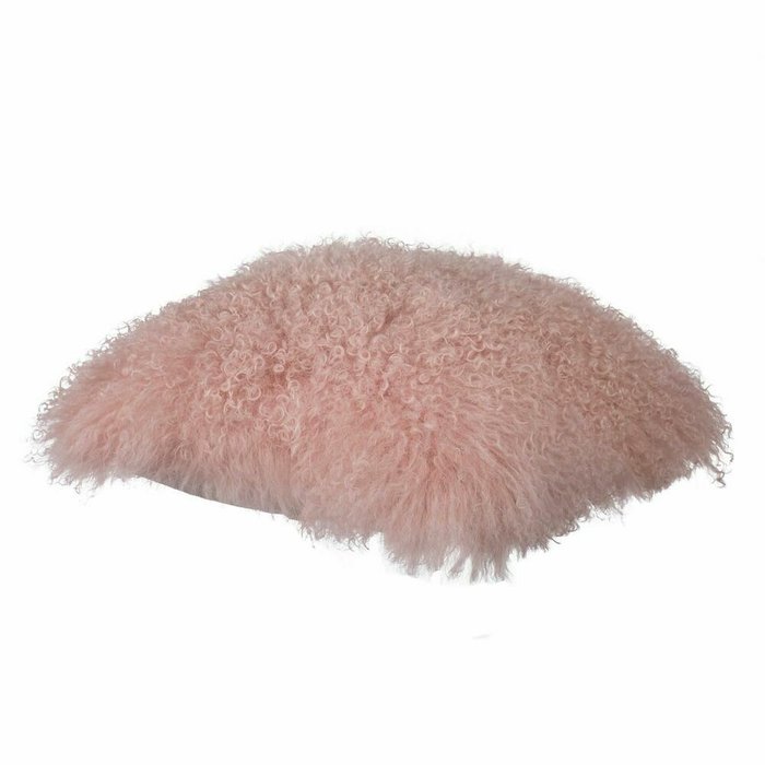 Подушка из меха ягненка 41х41 розового цвета  - лучшие Декоративные подушки в INMYROOM