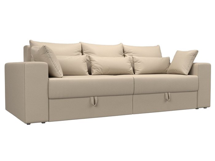 Прямой диван-кровать Мэдисон бежевого цвета (экокожа)