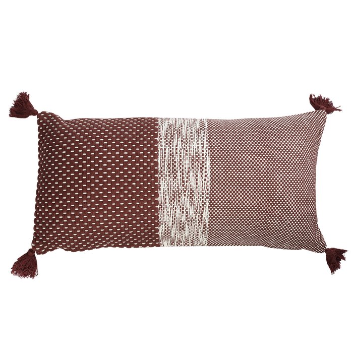 Подушка декоративная Ethnic бордового цвета крупной вязки 