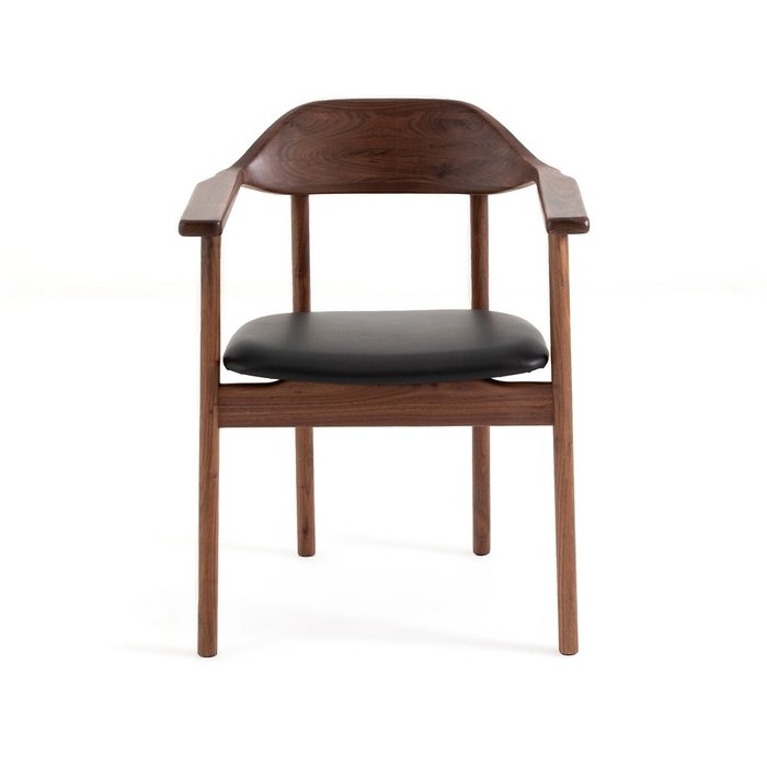 Кресло столовое из орехового дерева и кожи Ari коричневого цвета - купить Обеденные стулья по цене 59983.0