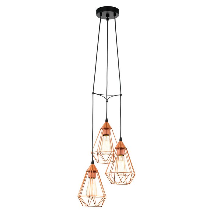 94196 Подвес TARBES, 3x60W (E27), ?310, H1100, сталь, пластик, медный, черный кабель