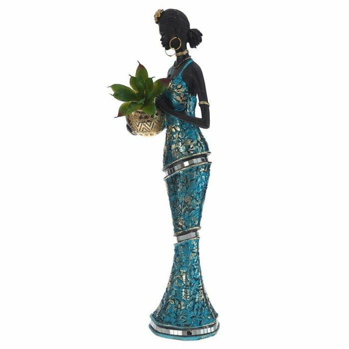 Фигура декоративная Африканка черно-голубого цвета - лучшие Фигуры и статуэтки в INMYROOM
