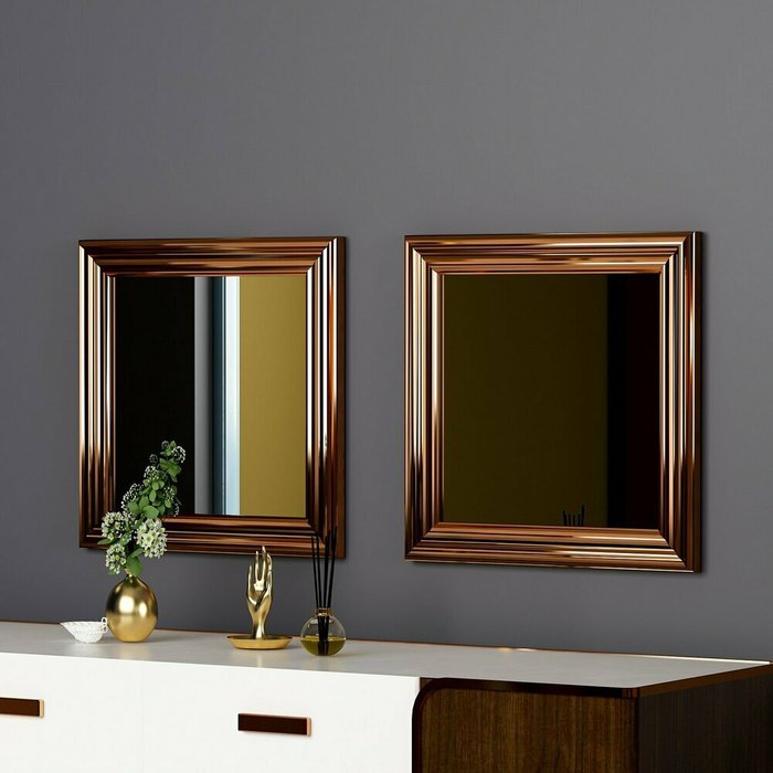 Набор из двух настенных зеркал Decor 40х40 бронзового цвета - купить Настенные зеркала по цене 19124.0