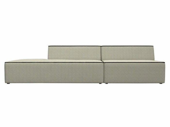 Прямой модульный диван Монс Модерн серо-бежевого цвета с коричневым кантом левый - купить Прямые диваны по цене 49999.0