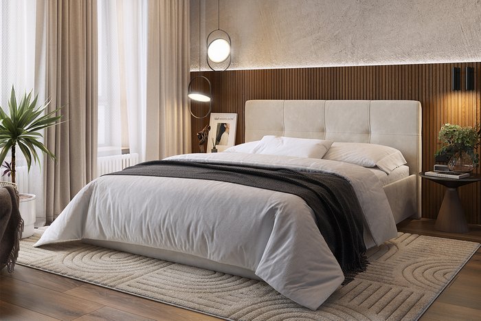 Кровать Веста 160х200 кремового цвета без подъемного механизма - лучшие Кровати для спальни в INMYROOM