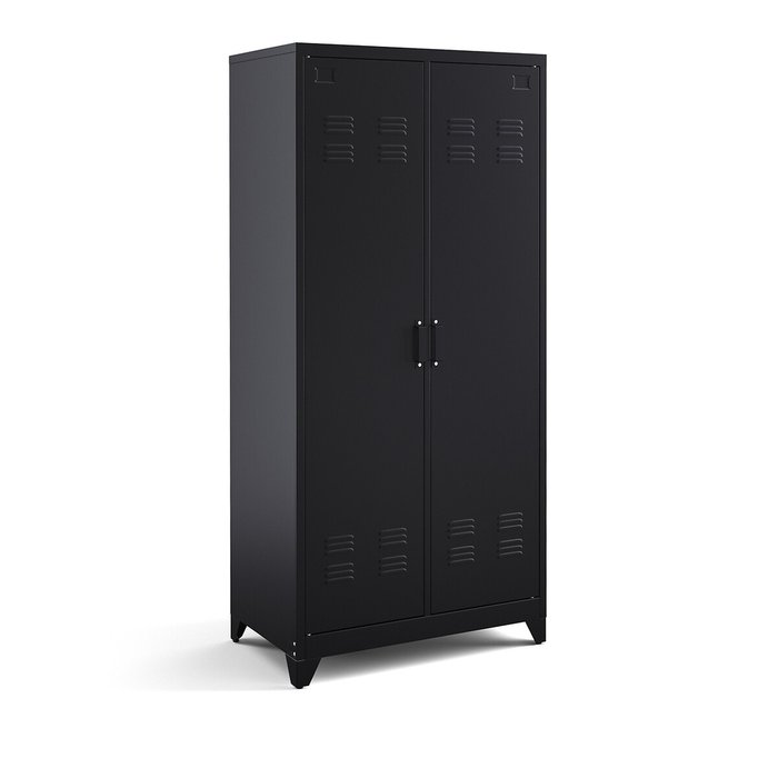 Шкаф с дверками из металла Hiba черного цвета - купить Шкафы распашные по цене 38909.0