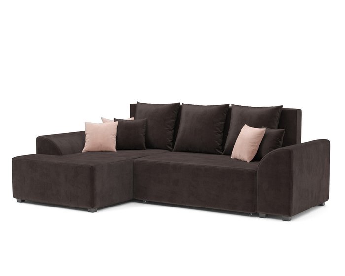 Угловой диван-кровать Каскад коричневого цвета левый угол