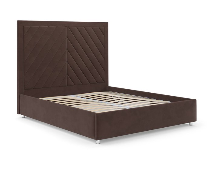 Кровать Мишель 160х190 коричневого цвета с подъемным механизмом (велюр) - лучшие Кровати для спальни в INMYROOM