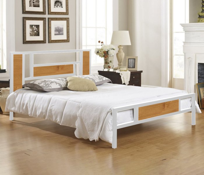 Кровать Бристоль 140х200 бело-коричневого цвета - лучшие Кровати для спальни в INMYROOM
