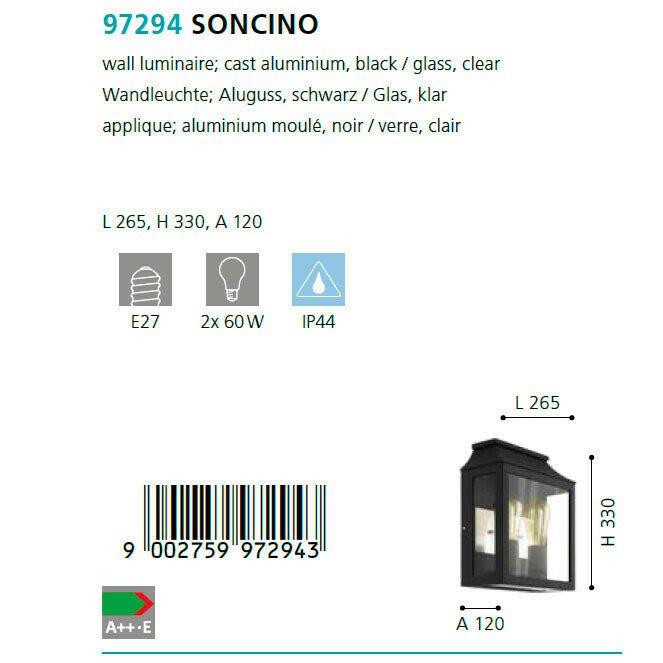 Уличный настенный светильник Soncino черного цвета - лучшие Настенные уличные светильники в INMYROOM