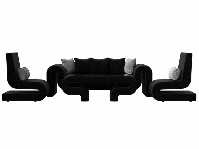 Набор мягкой мебели Волна 2 черного цвета - купить Комплекты мягкой мебели по цене 123997.0