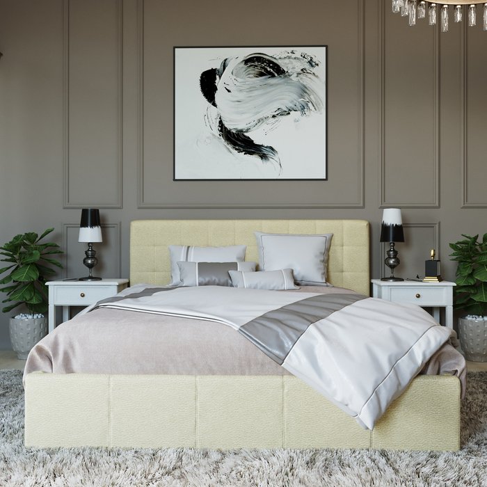 Кровать Инуа 180х200 бежевого цвета с подъемным механизмом  - купить Кровати для спальни по цене 84655.0