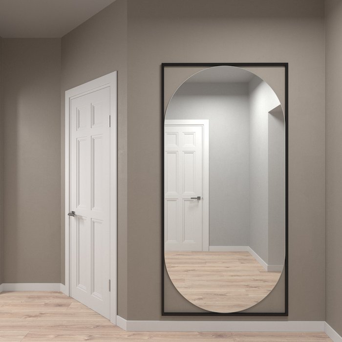 Дизайнерское настенное большое зеркало Kvaden XL в полный рост в металлической раме черного цвета - купить Настенные зеркала по цене 24900.0