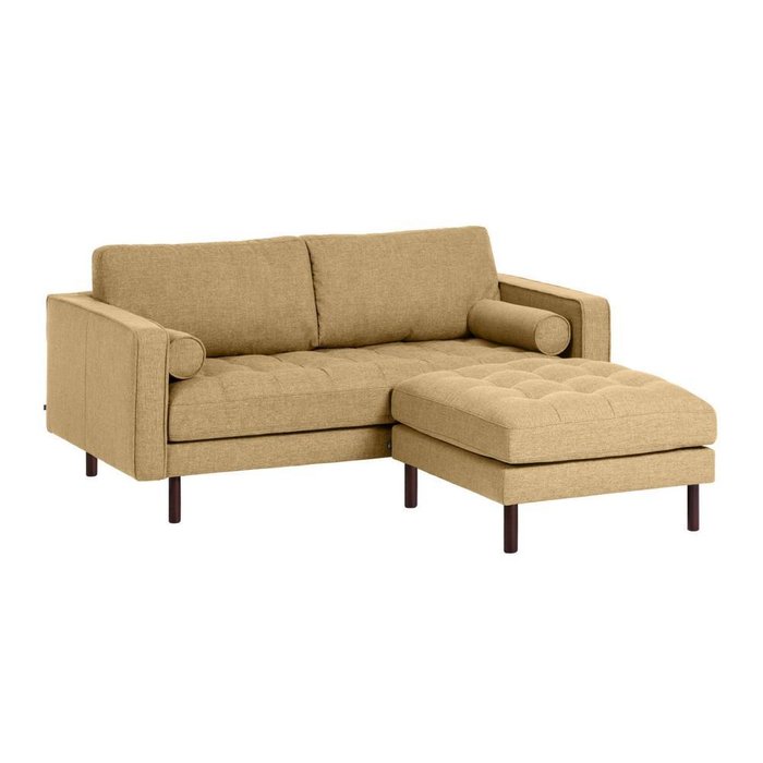 Прямой диван Bogart Mustard yellow с пуфом - лучшие Прямые диваны в INMYROOM