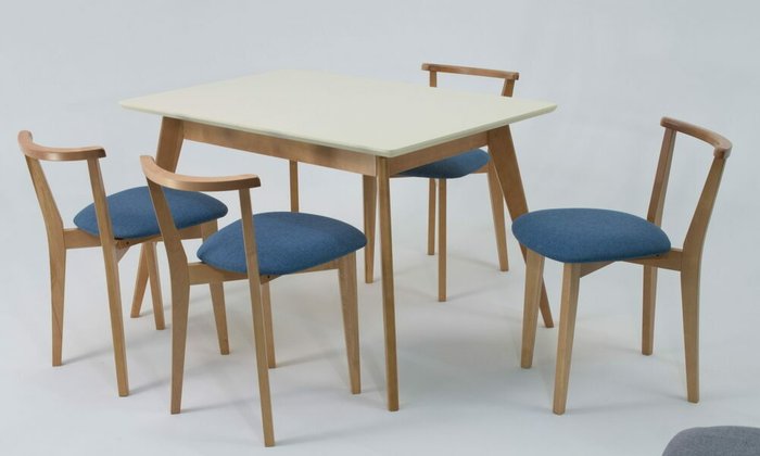 Обеденная группа Сканди 120 со стульями сине-коричневого цвета - лучшие Обеденные группы в INMYROOM