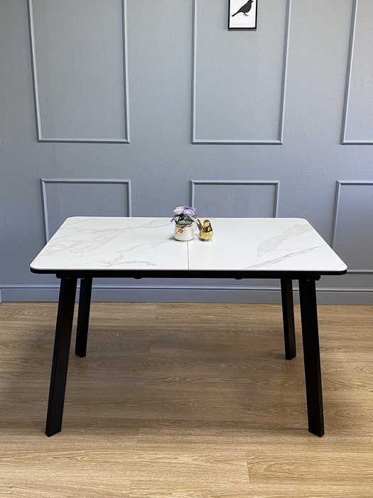 Раздвижной обеденный стол AA120 бело-черного цвета - лучшие Обеденные столы в INMYROOM