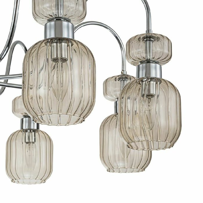 Люстра на штанге Gloss 1141/8PL Chrome/Beige (стекло, цвет бежевый) - купить Подвесные люстры по цене 26200.0 Люстра на штанге Gloss 1141/8PL Chrome/Beige (стекло, цвет бежевый) - купить Подвесные люстры по цене 26200.0