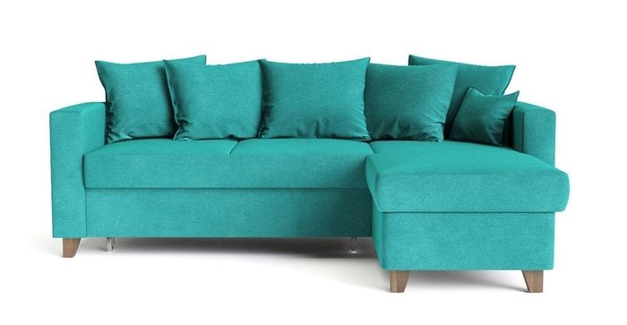 Угловой диван-кровать Эмилио бирюзового цвета