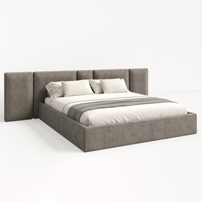Кровать Optima Decoreo 160х200 светло-серого цвета с мягкими панелями и подъемным механизмом  - купить Кровати для спальни по цене 66900.0