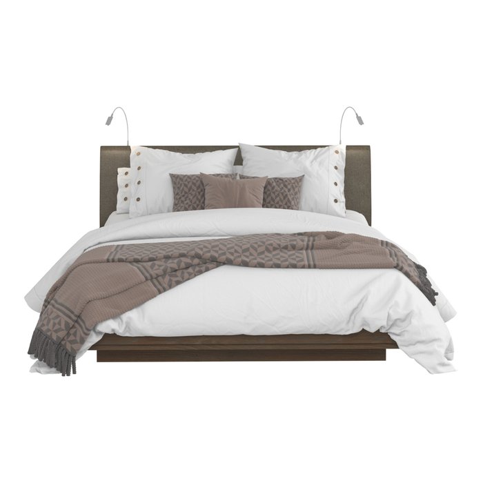 Кровать Сиена 160х200 с серым изголовьем и двумя светильниками  - купить Кровати для спальни по цене 46823.0