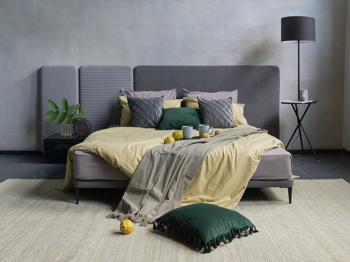 Кровать Licata 90х200 композиция 1 серого цвета - лучшие Кровати для спальни в INMYROOM