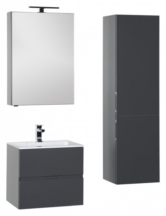 Комплект мебели для ванной комнаты Алвита темно-серого цвета - купить Ванные гарнитуры по цене 64668.0
