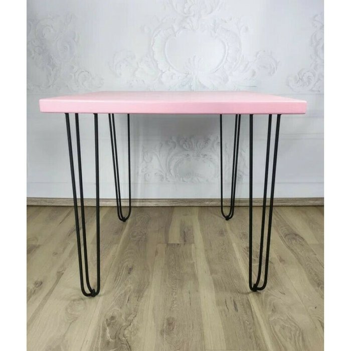 Стол обеденный Loft 70х70 с квадратной столешницей розового цвета - купить Обеденные столы по цене 11360.0
