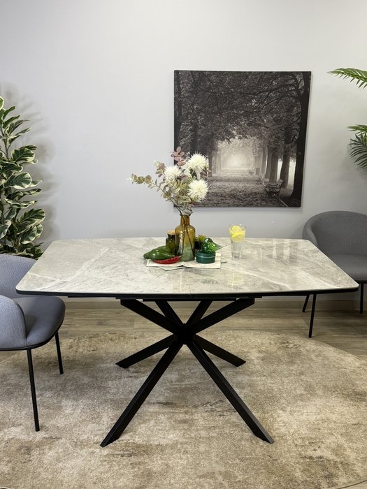 Раздвижной обеденный стол BR1400 серого цвета - лучшие Обеденные столы в INMYROOM