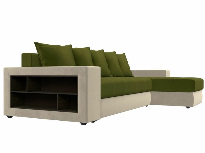 Угловой диван-кровать Дубай зелено-бежевого цвета правый угол - лучшие Угловые диваны в INMYROOM