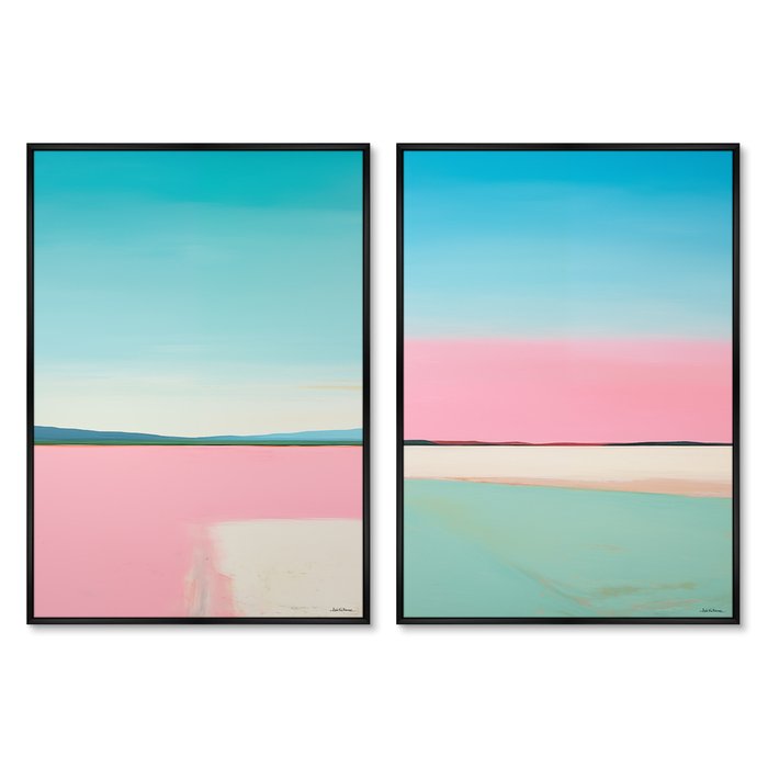 Набор из двух репродукций картин Landscape collection, Lines of Blue, 2024г.