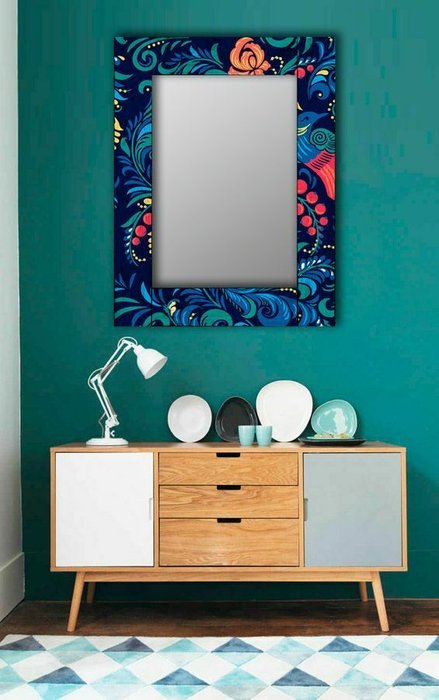 Настенное зеркало Синяя Жар-птица 50х65 синего цвета - лучшие Настенные зеркала в INMYROOM