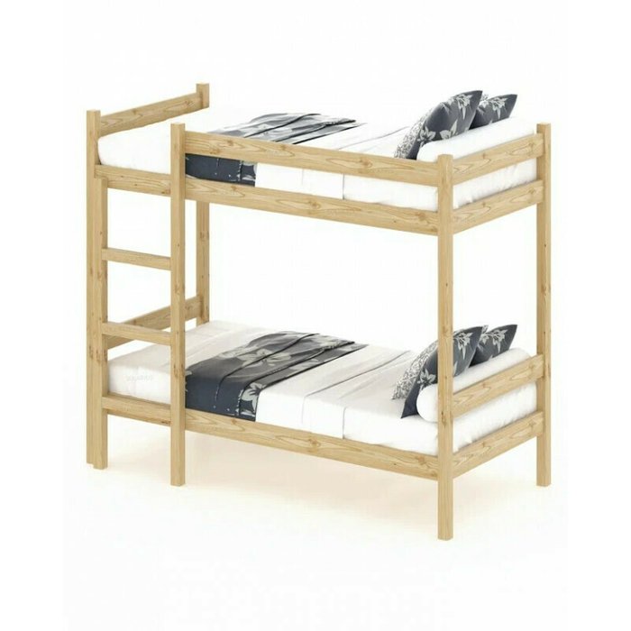 Кровать двухъярусная сосновая со сплошным основанием 90х200 бежевого цвета - лучшие Двухъярусные кроватки в INMYROOM