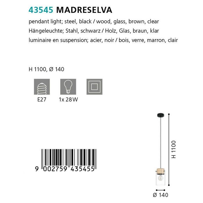 Подвесной светильник Madreselva с прозрачным плафоном - лучшие Подвесные светильники в INMYROOM