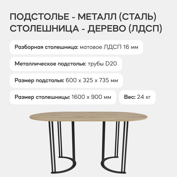 Обеденный стол Violur 160 с металлическим черным подстольем и со столешницей орех - лучшие Обеденные столы в INMYROOM