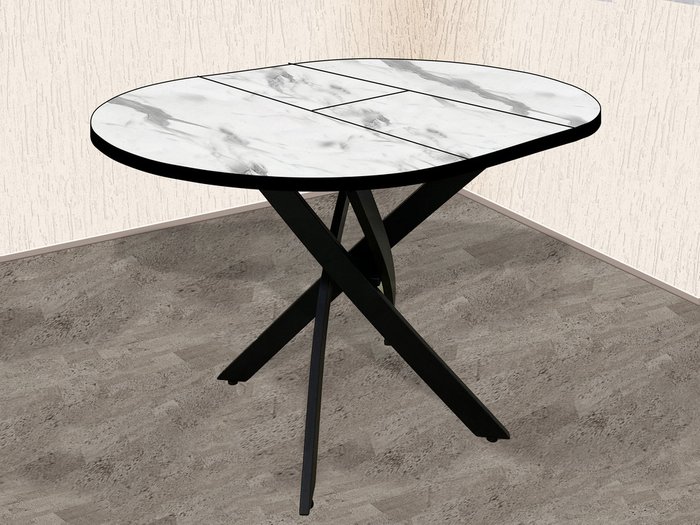 Раздвижной обеденный стол Андромеда с металлическим основанием  - купить Обеденные столы по цене 16990.0