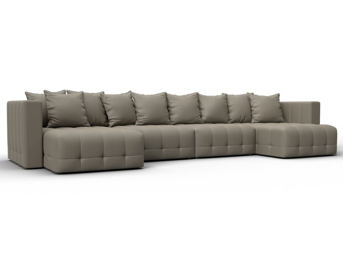 Угловой диван-кровать Лига-052 Лонг бежевого цвета (экокожа)