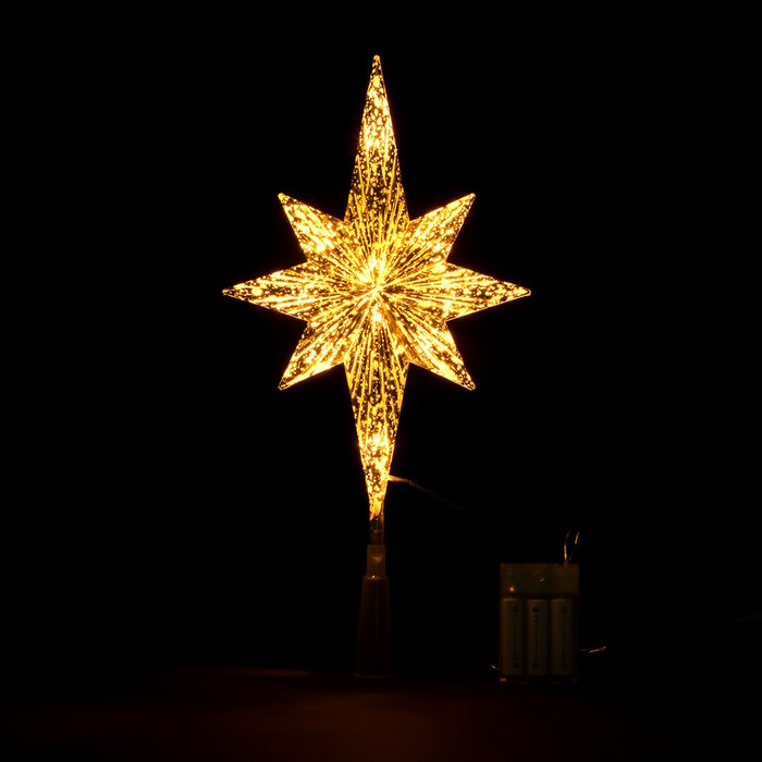 Верхушка на ёлку Звезда  8-конечная золотого цвета