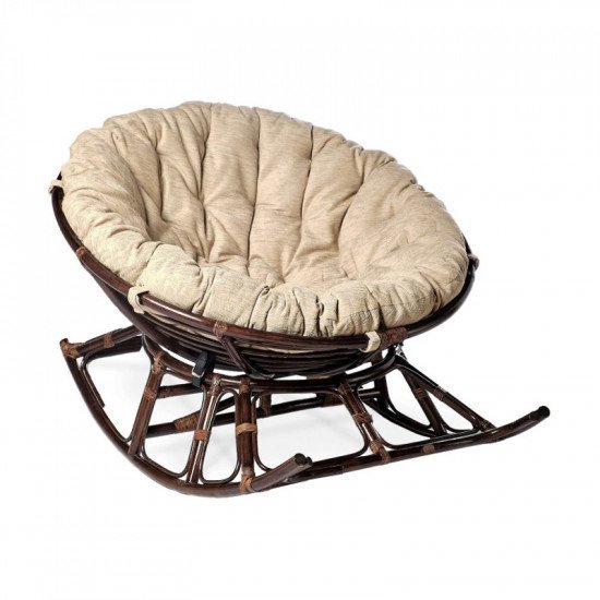 Кресло -качалка на полозьях Папасан бежево-коричневого цвета
