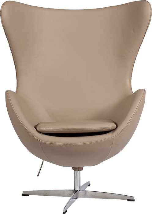Кресло Egg Chair из натуральной кожи темно-бежевого цвета  