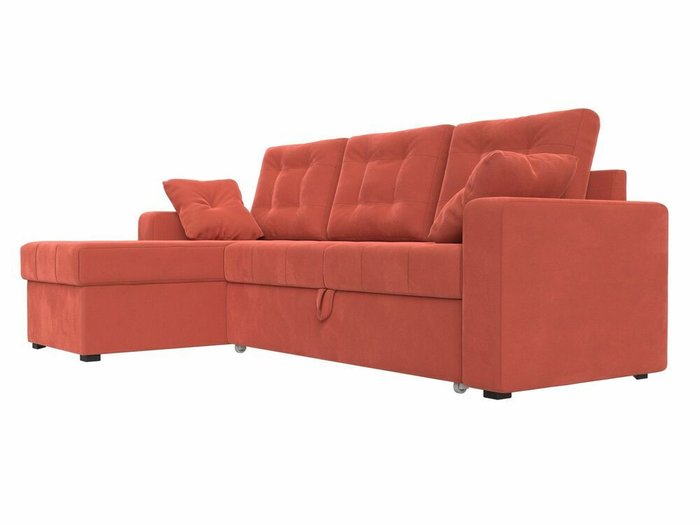 Угловой диван-кровать Камелот кораллового цвета левый угол - лучшие Угловые диваны в INMYROOM