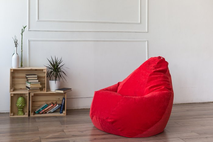 Кресло-мешок Груша в обивке из микровельвета красного цвета  - лучшие Бескаркасная мебель в INMYROOM