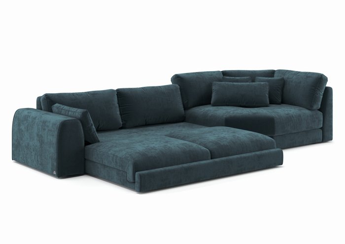 Диван-кровать Island темно-синего цвета с правым шезлонгом - купить Прямые диваны по цене 235220.0