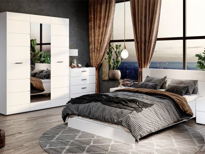 Кровать Йорк 160х200 белого цвета с подъемным механизмом  - лучшие Кровати для спальни в INMYROOM