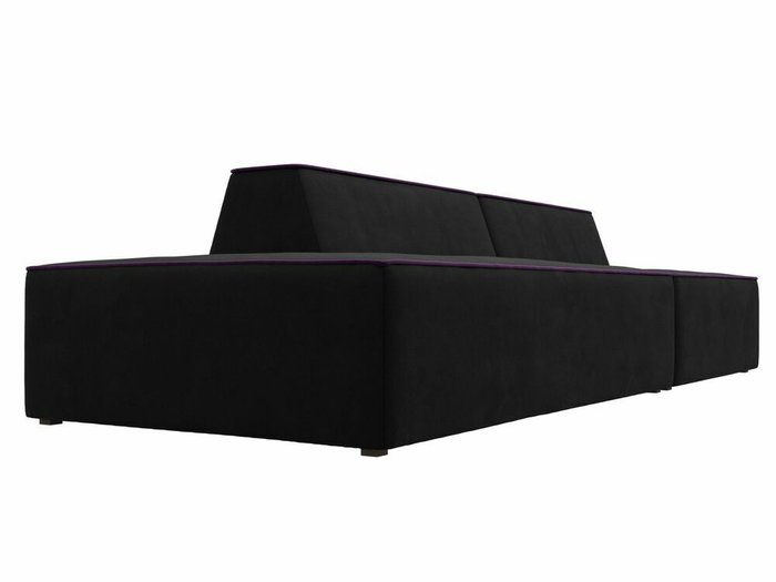 Прямой модульный диван Монс Модерн черного цвета с фиолетовым кантом левый - лучшие Прямые диваны в INMYROOM