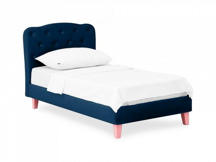Кровать Candy 80х160 темно-синего цвета с розовыми ножками