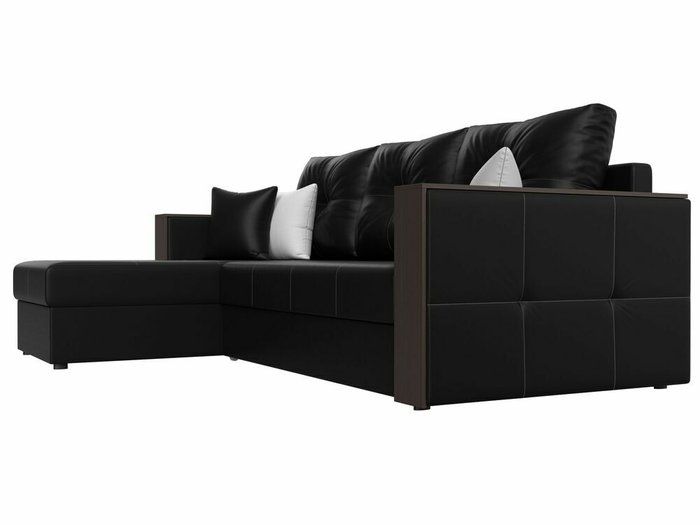 Угловой диван-кровать Валенсия черного цвета (экокожа) левый угол - лучшие Угловые диваны в INMYROOM