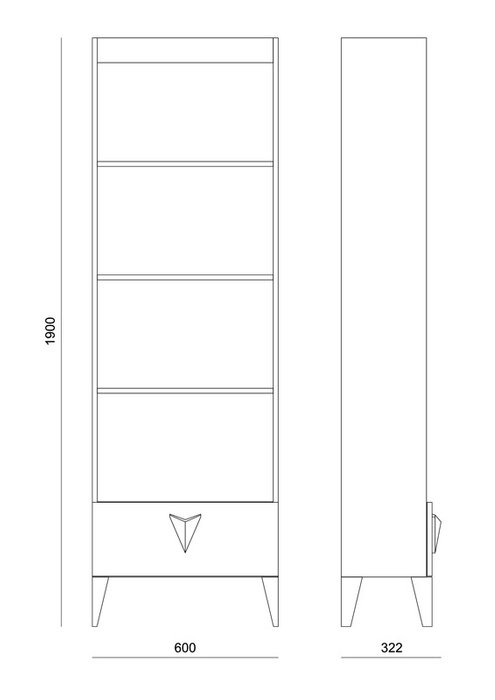 Книжный шкаф Конкрит серого цвета - лучшие Книжные шкафы в INMYROOM