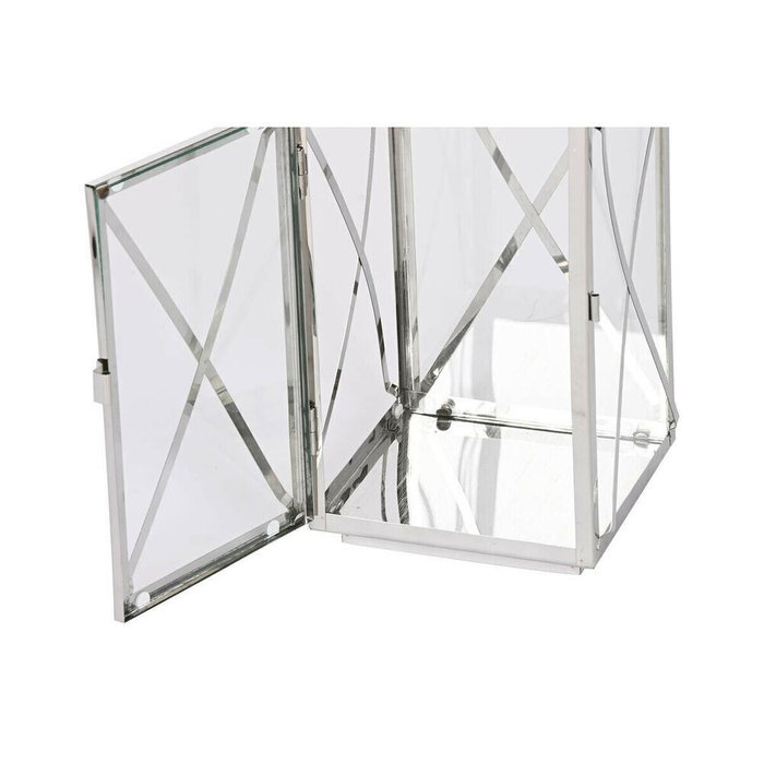 Фонарь Home ESPRIT Серебристый Стеклянный Сталь хром 16 x 15 x 32 cm (2 Предметы) - лучшие Подсвечники в INMYROOM